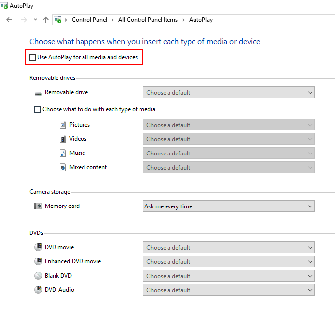 How to Enable or Disable AutoPlay in Windows 10.