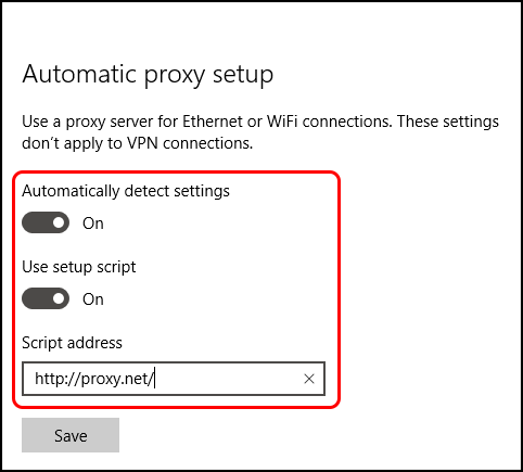 setup script proxy windows 10