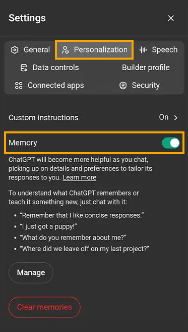 How to Disable ChatGPT Memory