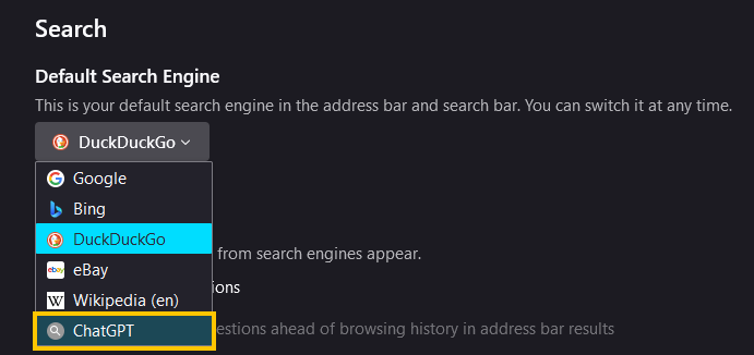 firefox chatgpt as default search