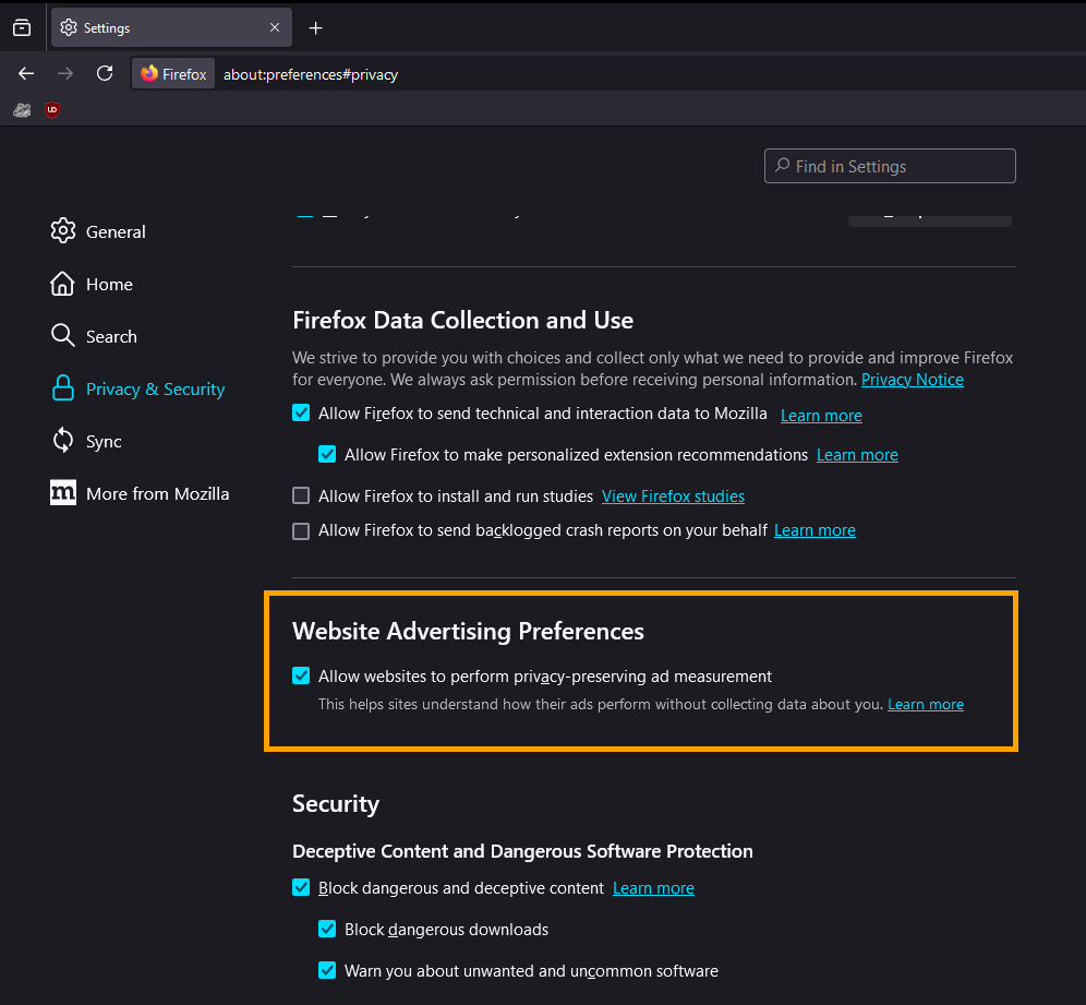 How to Disable Website Advertising Preferences in Firefox