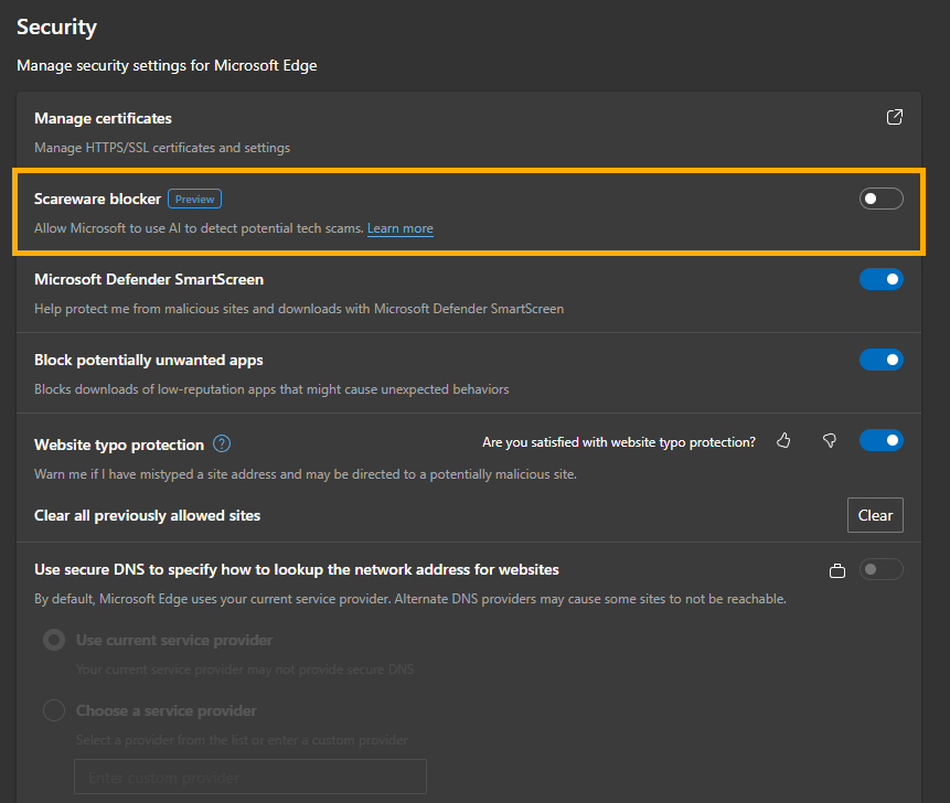 How to Enable Scareware Blocker in Microsoft Edge