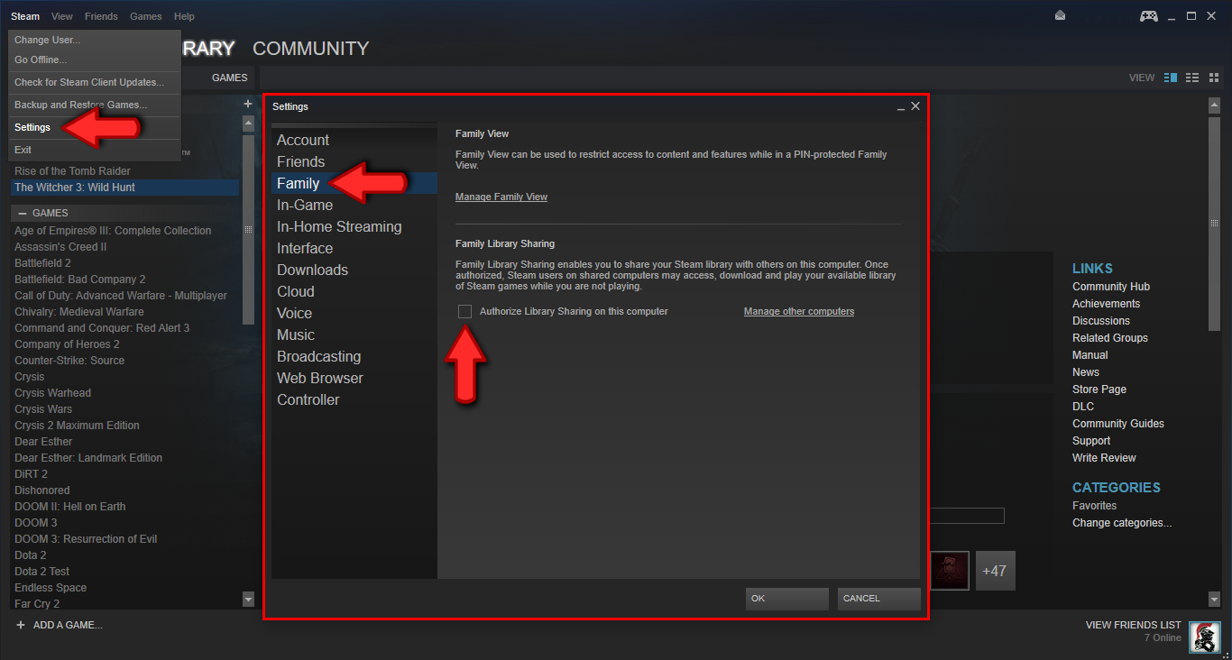 How to share games on Steam