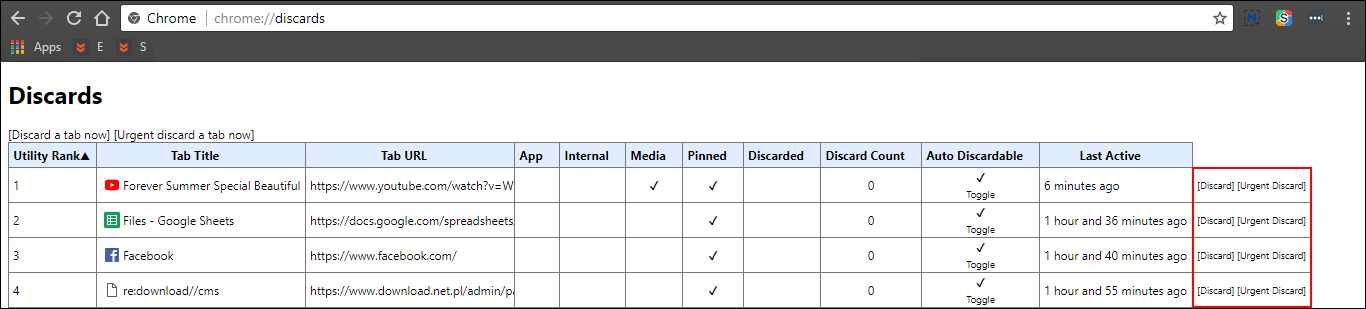 how to disable chrome tab discarding