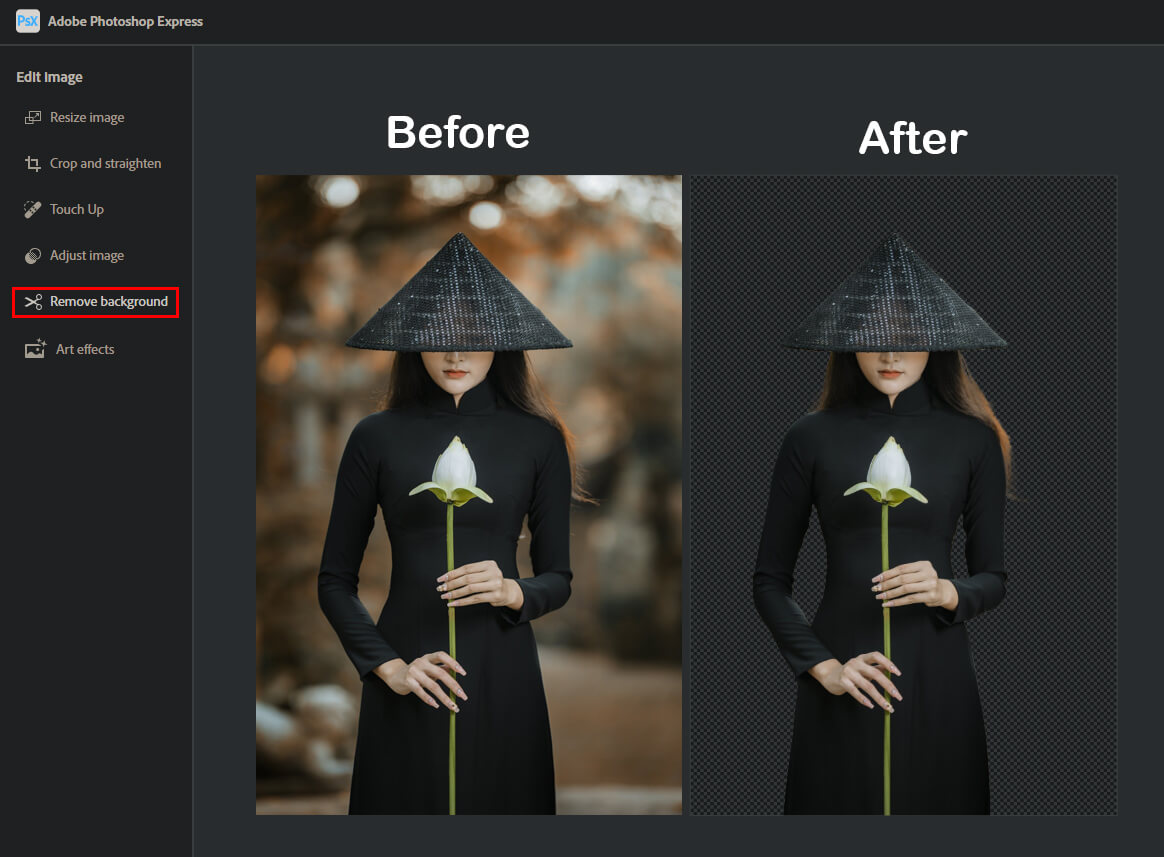 How to remove the background from images using Photoshop Express (Free).