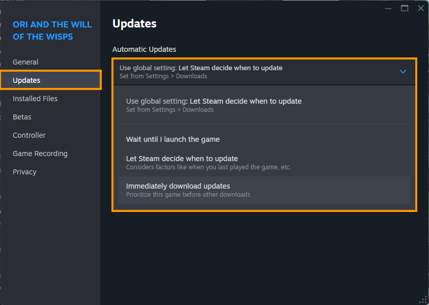 How do you Choose When to Update Steam Games